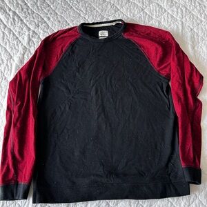 rag & bone Black Crewneck Sweatshirt with red sleeves